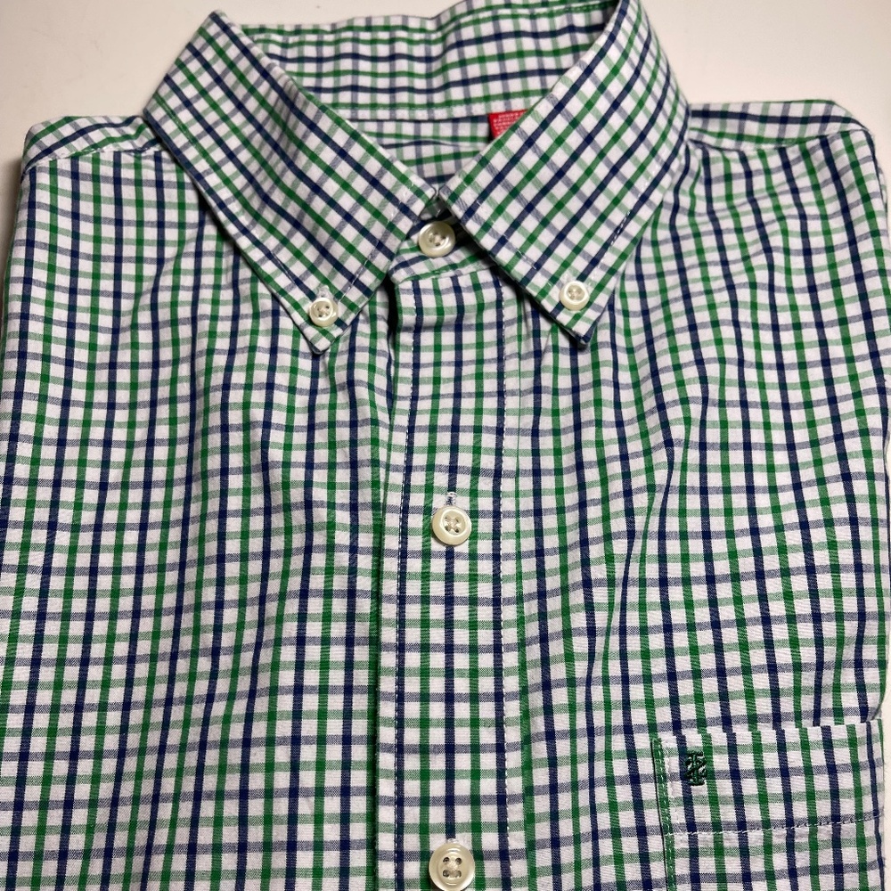 Men’s‎ IZOD Blue & Green Plaid Pocketed Button-Down Long Sleeve Shirt